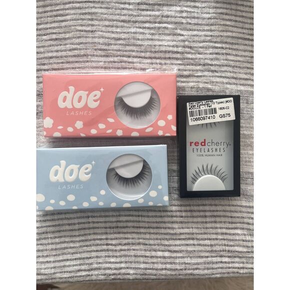 Set of 3 False Eyelashes Lashes Doe Beauty and Cherry Lashes - Picture 1 of 8